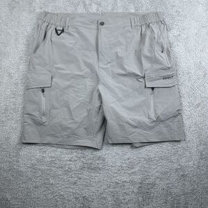 HUGUT Men’s Utility Cargo Shorts 2XL Gray Quick-Dry Nylon Stretch Hiking Outdoor
